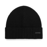 Hugo Boss Svart Ull Beanie Mössa Black, Herr