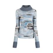 John Richmond Transparent Mönstrad T-shirt Blue, Dam