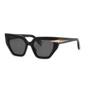 Roberto Cavalli Svarta Acetat Solglasögon med Guld Detaljer Black, Dam