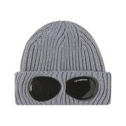 C.p. Company Grå Melange Ribbstickad Beanie med Goggle-detalj Gray, Da...