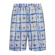 Marni Siden Shorts med Saraband Print Multicolor, Herr