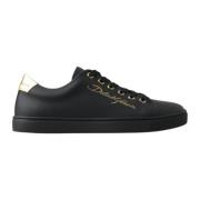 Dolce & Gabbana Svarta och Guld Läder Klassiska Sneakers Black, Dam