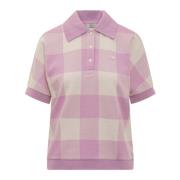 Woolrich Rutig kortärmad polo Pink, Dam