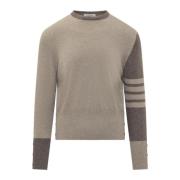 Thom Browne Randig Crewneck Pullover Sweater Beige, Herr