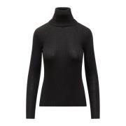 Jucca Räfflad Turtlenecktröja Black, Dam