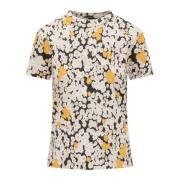 Lanvin Kortärmad T-shirt med Broderad Logotyp och Daisy Bouquets Mönst...