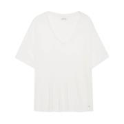 Anine Bing Vit Vale Tee - Off White Cashmere Blend Topper White, Dam