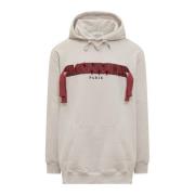 Lanvin Oversized Hoodie med Curb Logo Brodyr Beige, Herr