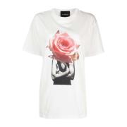 John Richmond T-shirt med dekorativt rostryck White, Dam