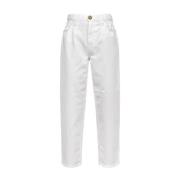 PINKO Flexi Maddie Mom-Fit Jeans med elastisk midja White, Dam