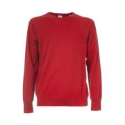 Aspesi Cashmere Ribbstickad Crewneck Tröja Red, Herr