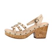 Clarks Stiliga Platta Sandaler Beige, Dam