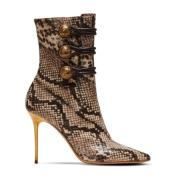 Balmain Alma ankelboots i ormskinnseffekt läder Brown, Dam