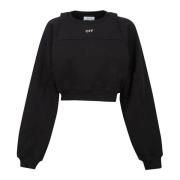 Off White Rund Crop Crewneck Black, Dam