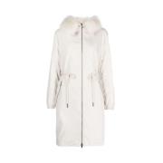 Moncler Huvad Midi Kappa med Dun White, Dam