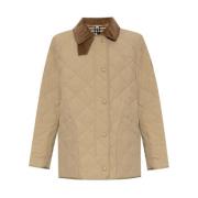 Burberry Quiltad jacka med corduroykrage Beige, Dam