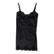 Dolce & Gabbana Svart Spets Siden Camisole Topp Black, Dam