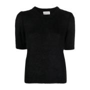 P.a.r.o.s.h. Svarta Sweaters med Korta Puff Ärmar Black, Dam