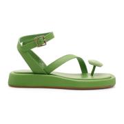 Gia Borghini Rosie 18 läderplatta skor Green, Dam