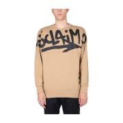 Disclaimer Oversize Crew Neck Sweatshirt Brown, Herr