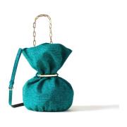 Borbonese Trésor Bucket Bag Small - OP Suede Crossbody Blue, Dam