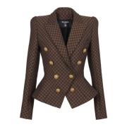 Balmain Mini monogram jacquard jacka Brown, Dam