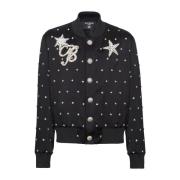 Balmain Bomberjacka med broderade stjärnor Black, Herr