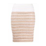 Balmain Randig kjol med hög midja White, Dam