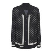 Balmain Skjorta med monogram och scarftryck Black, Herr