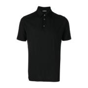 Zanone Svart Polo Tröja med 3-Knappstängning Black, Herr