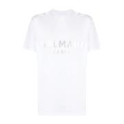 Balmain Vit Logotryckt T-Shirt White, Herr