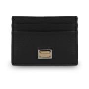 Dolce & Gabbana Logo-Plaque Korthållare med kornig textur Black, Dam