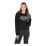 Love Moschino Svart Bomullssweatshirt med Inlay Black, Dam