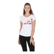 Love Moschino Vit Bomull T-Shirt med Design White, Dam