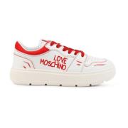 Love Moschino Lädersneakers med Förhöjd Plattform White, Dam