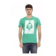 Trussardi Grön Bomull T-Shirt med Framsida Tryck Green, Herr