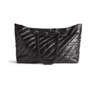 Balenciaga Crush Stor Quiltad Bärväska Black, Dam