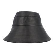 The Attico Svart Läder Bucket Hat - Elegant och Stilfull Black, Dam