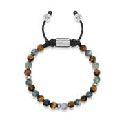 Nialaya Men's Beaded Bracelet with Aquatic Agate, Brown Tiger Eye and ...