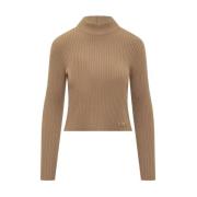 Michael Kors Elegant Ribbstickad Turtlenecktröja Brown, Dam