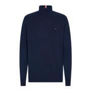 Tommy Hilfiger Herrhalsad tröja med logodetalj Blue, Herr