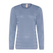 Skovhuus Struktur O-Neck Pullover i Sjöblå Blue, Dam