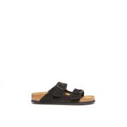 Birkenstock Suedetofflor med två band Black, Dam