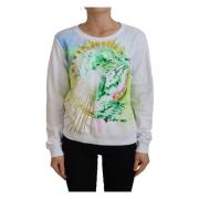 Versace Jeans Couture White Graphic Print Long Sleeves Sweater Multico...