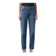 Agolde Straight Criss Cross Jeans Blue, Dam