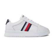 Tommy Hilfiger Randiga Lädersneakers White, Herr