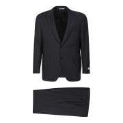 Canali Svart Enkelknäppt Kostym Set Black, Herr