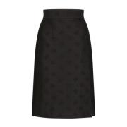 Dolce & Gabbana Jacquard Monogram Midi Kjol Black, Dam