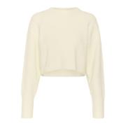 Gestuz Mjuk och Skön Alphagz Kort Pullover Stickad Tröja Beige, Dam