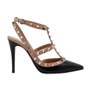 Valentino Garavani Svarta läderstilettos Black, Dam